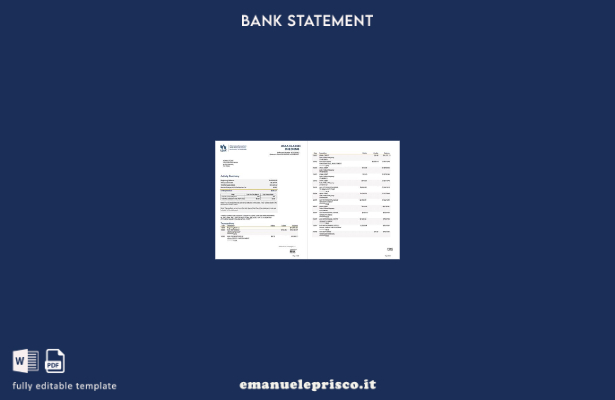 modello di pagine di parole dell'estratto conto della banca di risparmio federal